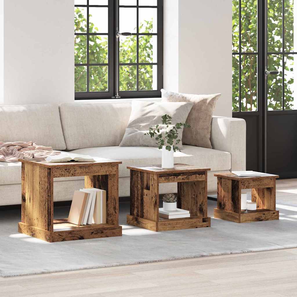 Table Basse 3 Pcs Bois D'ingénierie