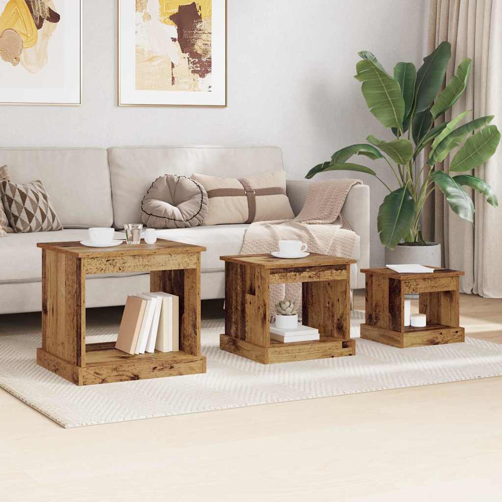 Table Basse 3 Pcs Bois D'ingénierie