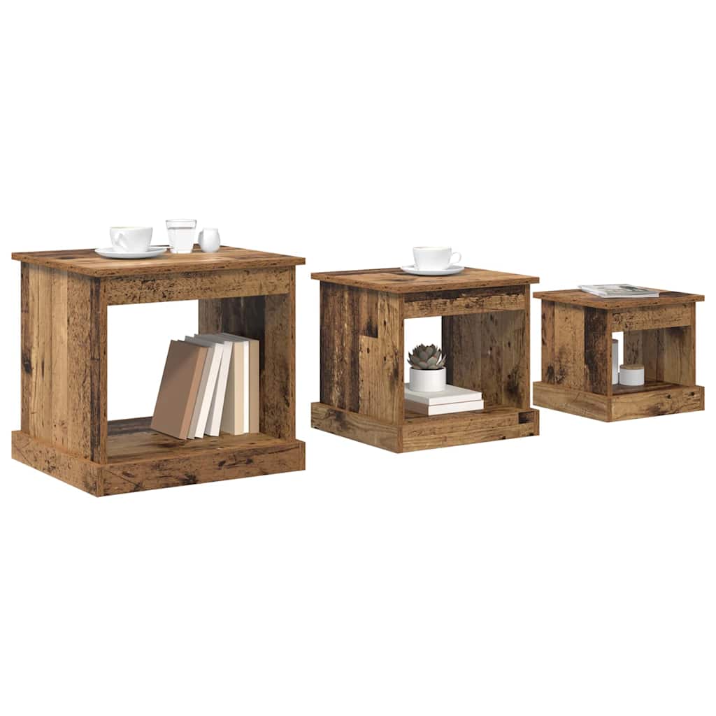 Table Basse 3 Pcs Bois D'ingénierie