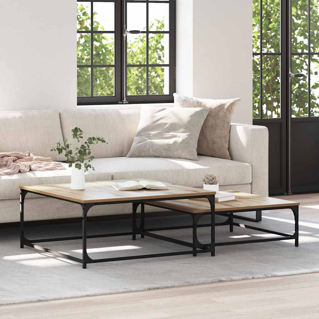 Table Basse 2 Pcs Bois D'ingénierie