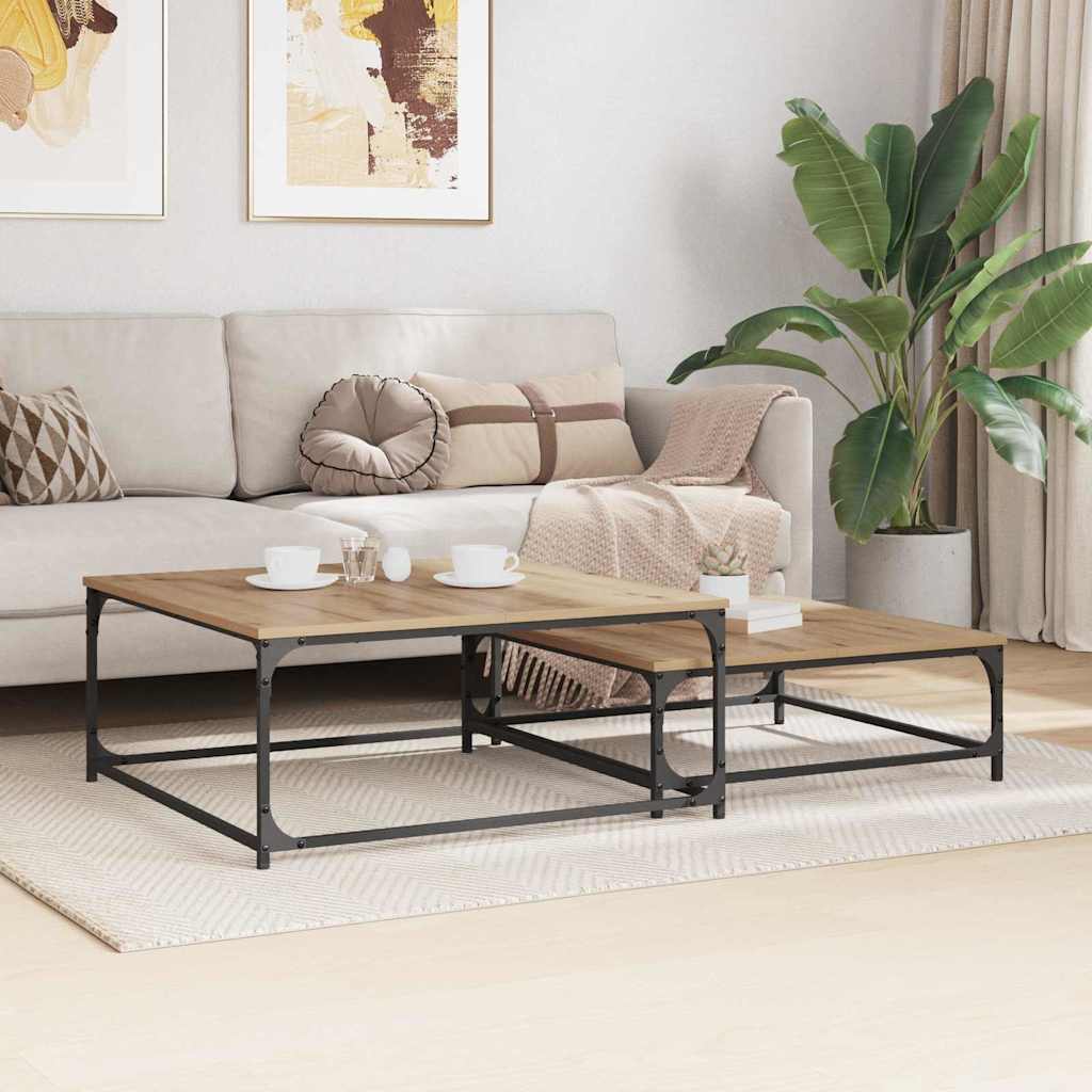 Table Basse 2 Pcs Bois D'ingénierie
