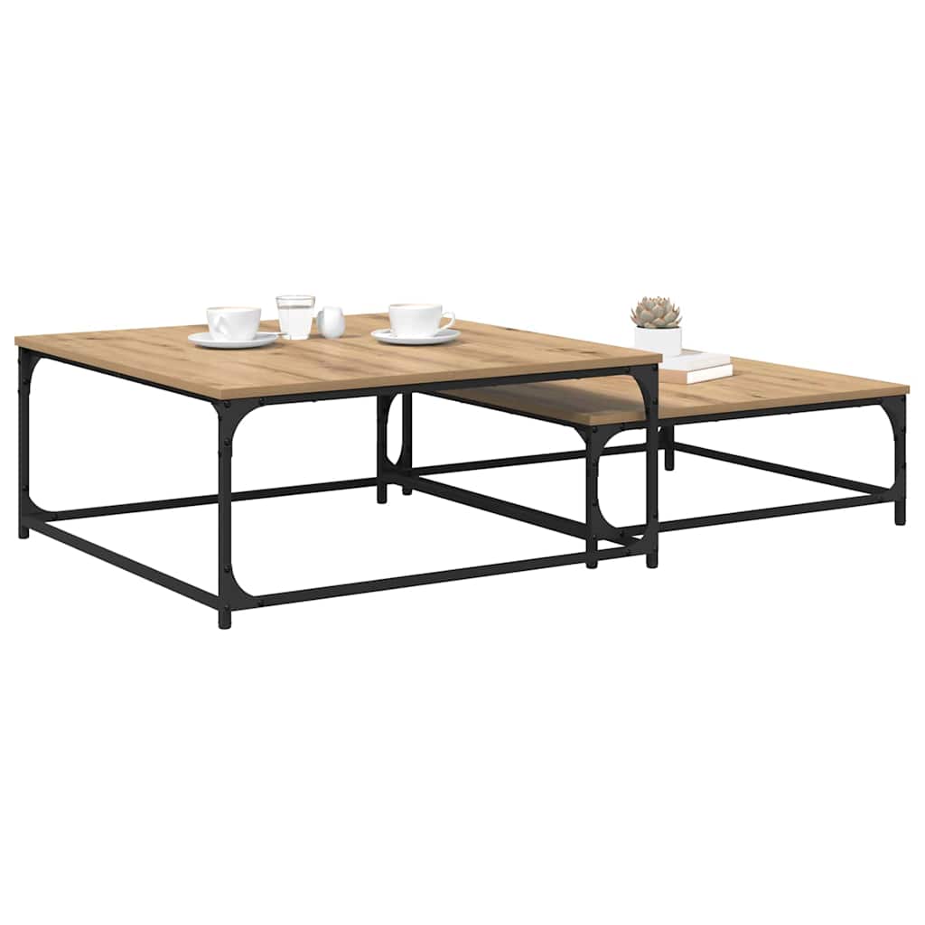 Table Basse 2 Pcs Bois D'ingénierie