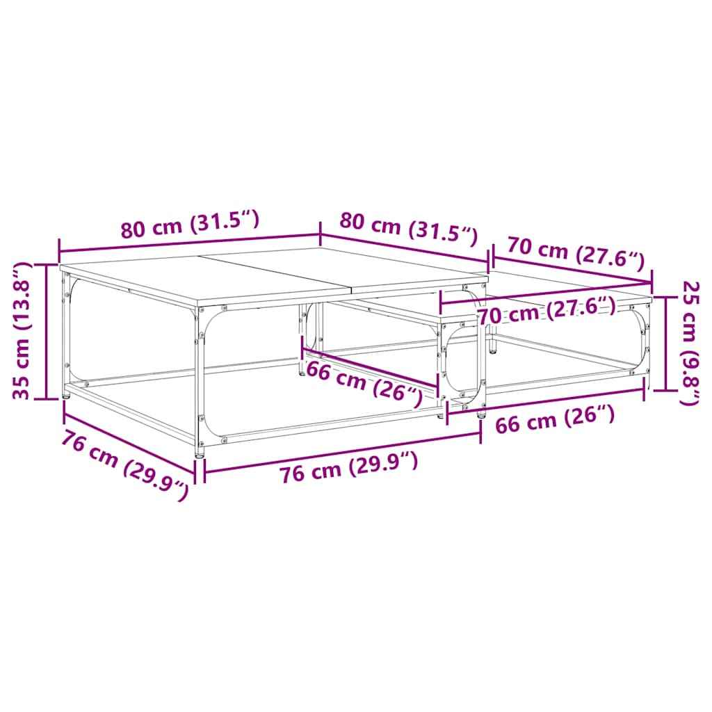 Table Basse 2 Pcs Bois D'ingénierie