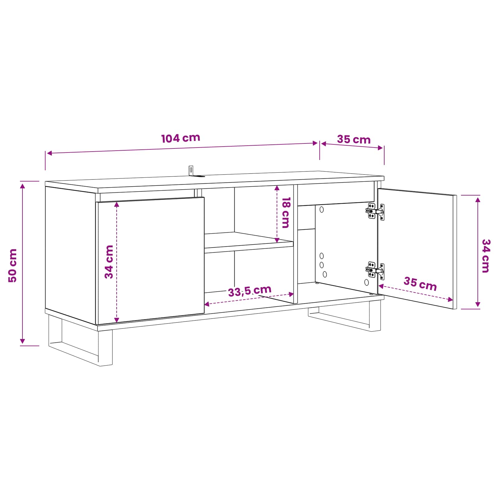 Meuble Tv 104 X 35 X 50 Cm Bois D'ingénierie