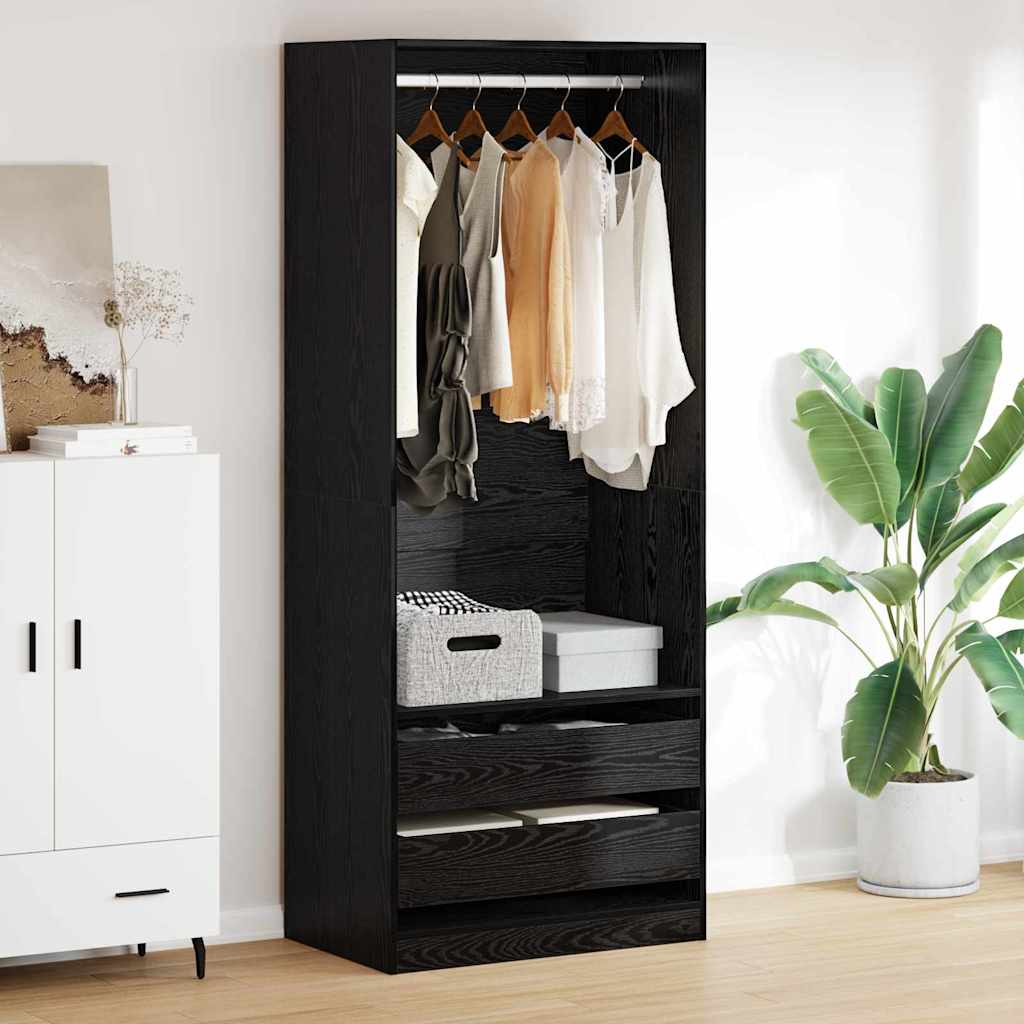 Black Oak Wardrobe 80 x 50 x 200 cm Engineered Wood
