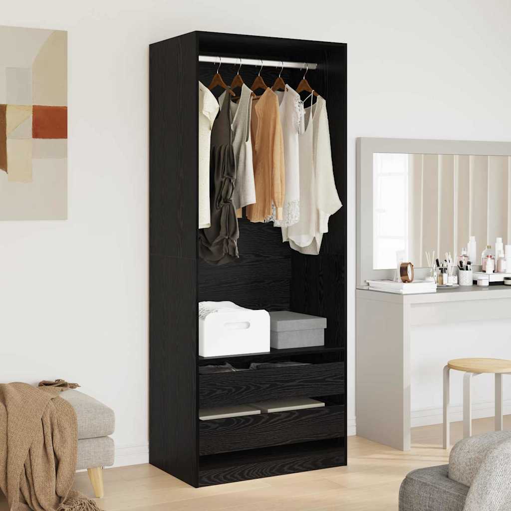Black Oak Wardrobe 80 x 50 x 200 cm Engineered Wood