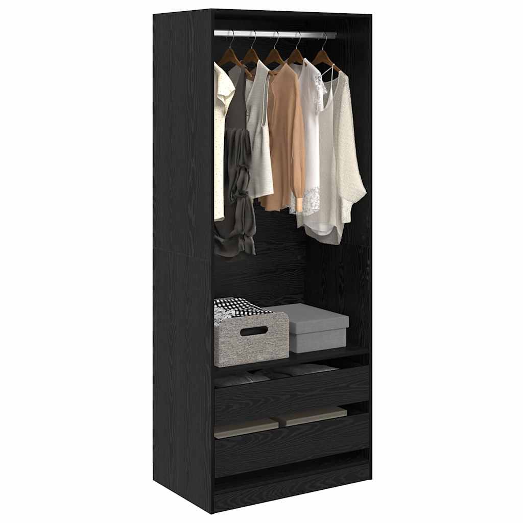 Black Oak Wardrobe 80 x 50 x 200 cm Engineered Wood