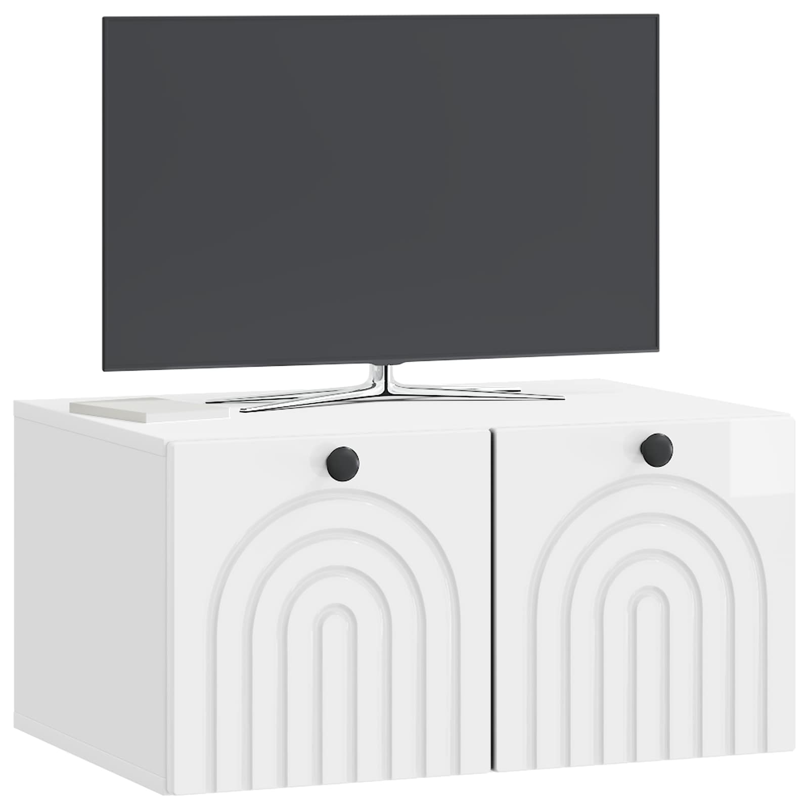 Meuble TV mural Montage mural Blanc brillant 59,5 x 41 x 30 cm