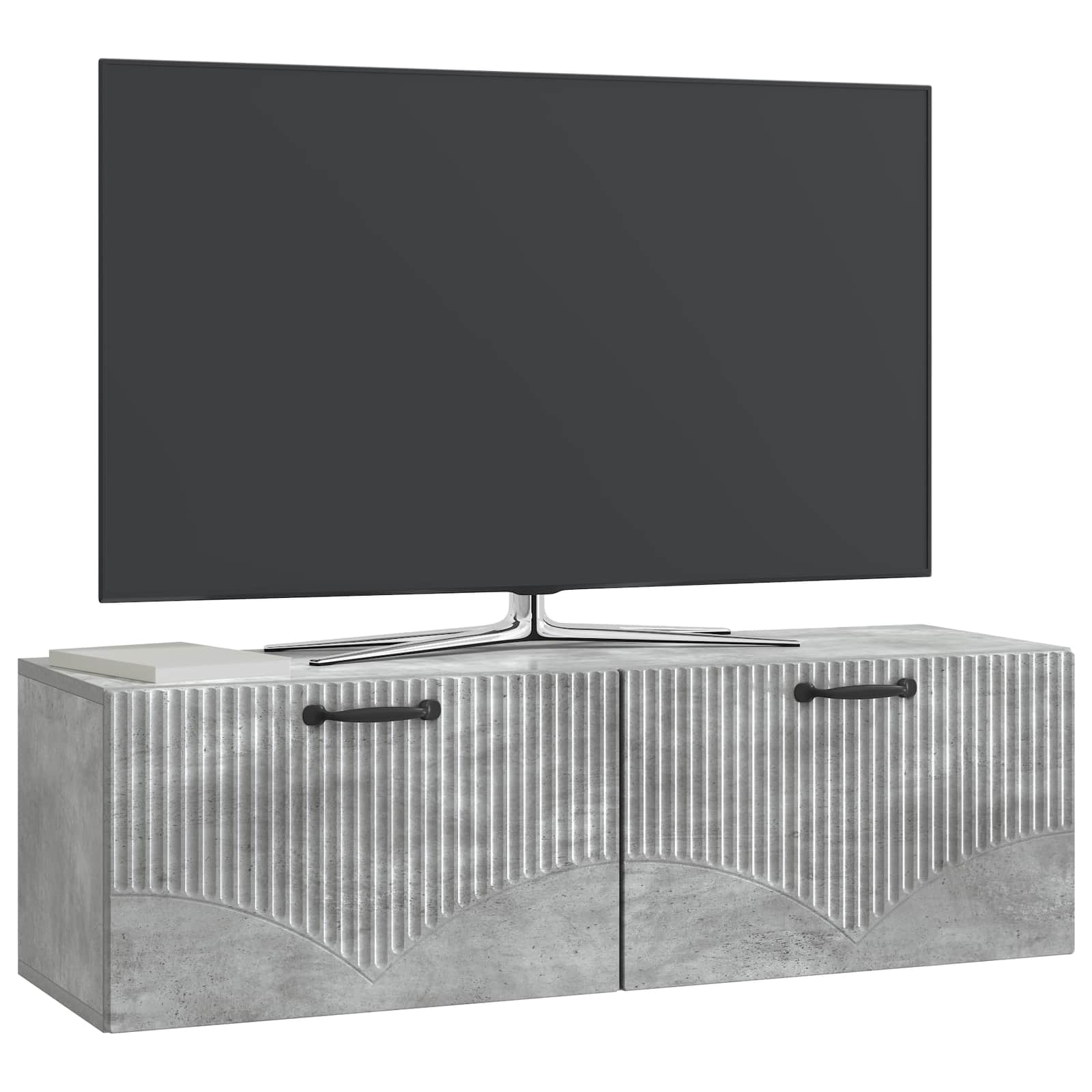 Meuble TV mural Gris béton 98 x 31 x 30 cm Bois d'ingénierie