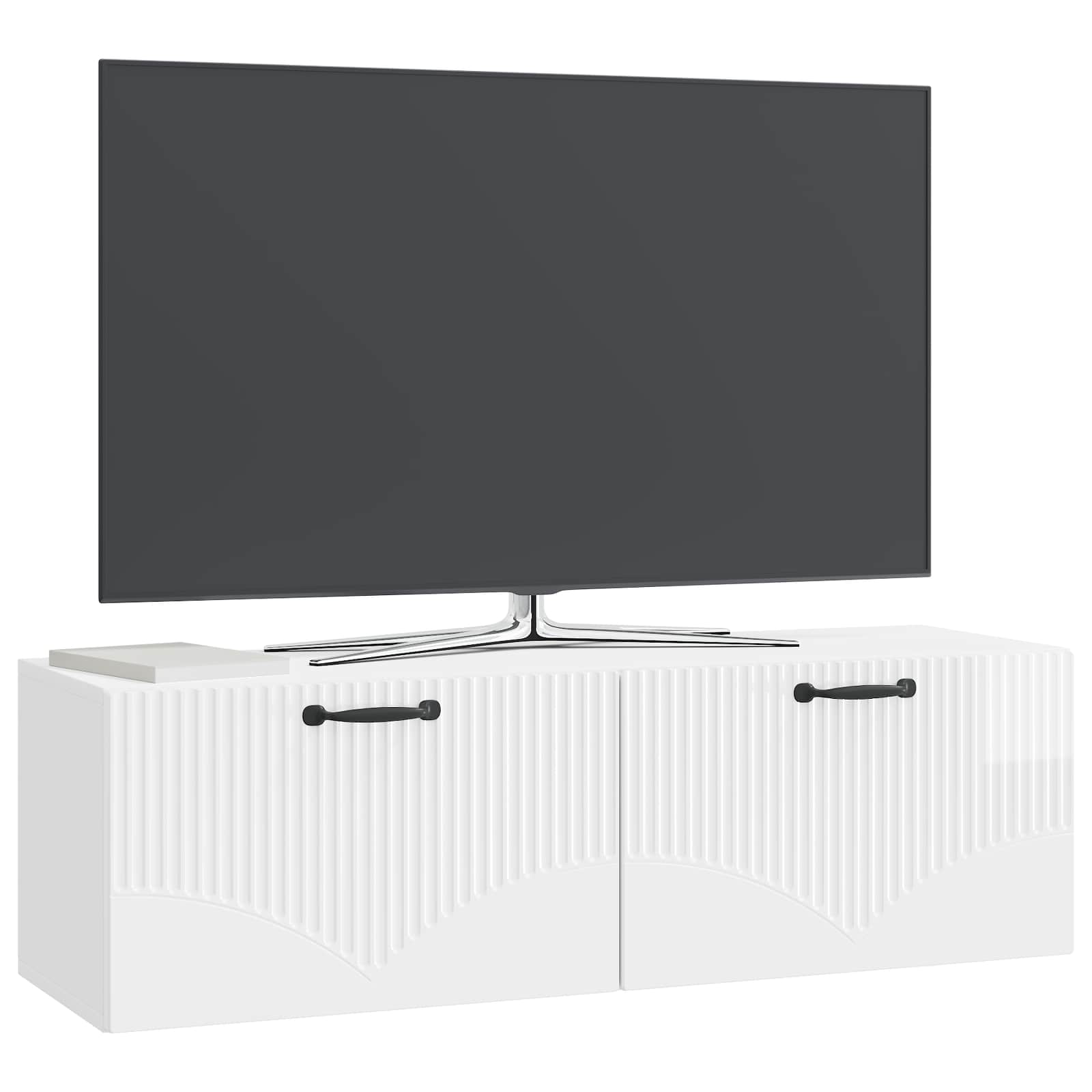 Meuble TV mural Montage mural Blanc brillant 98 x 31 x 30 cm