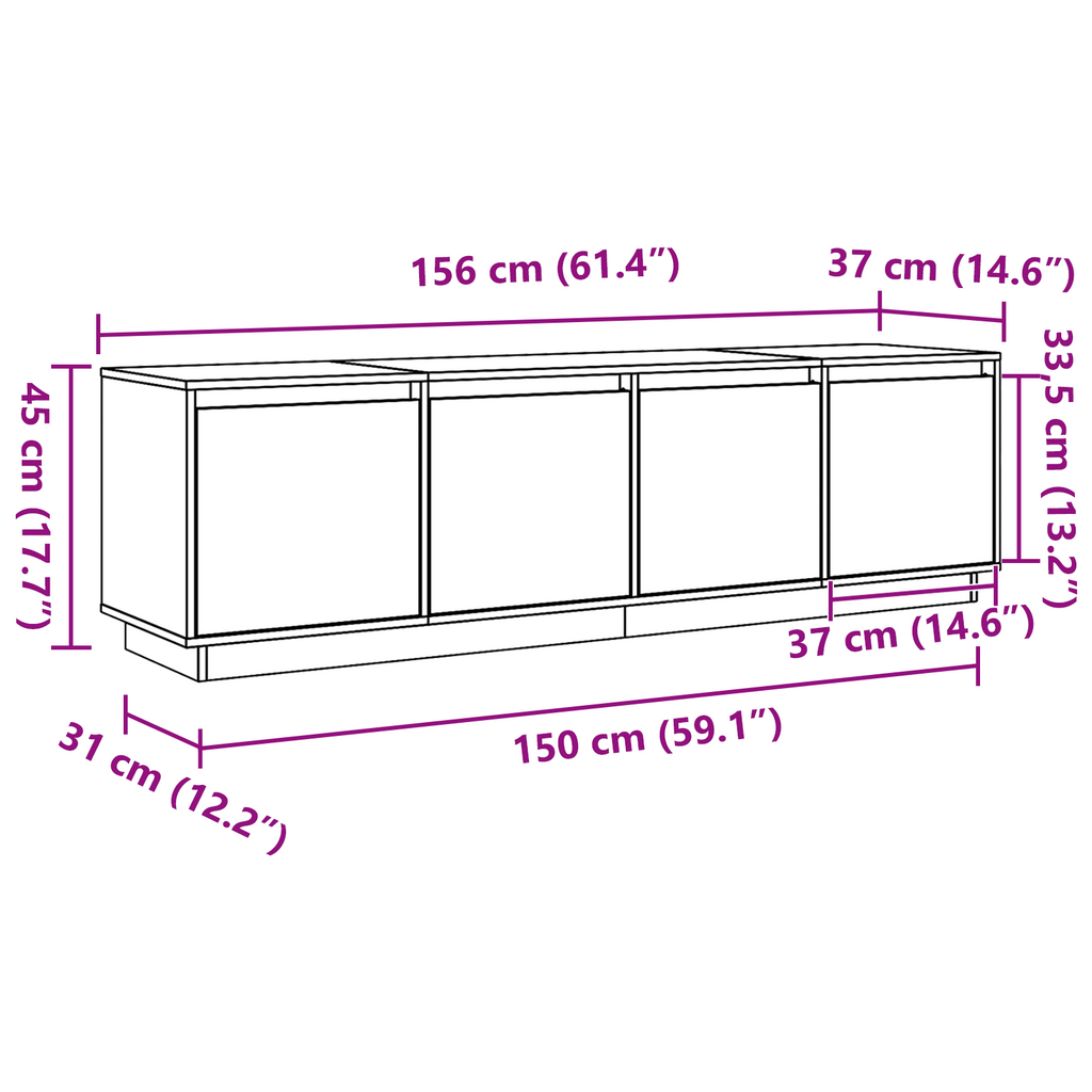Meuble Tv Marron 156 X 37 X 45 Cm Bois D'ingénierie
